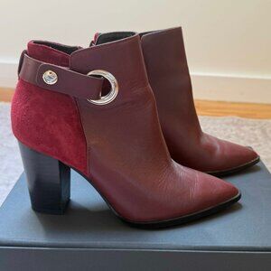 & Other Stories Oxblood Suede + Leather Booties – 90s Style with Silver Accents